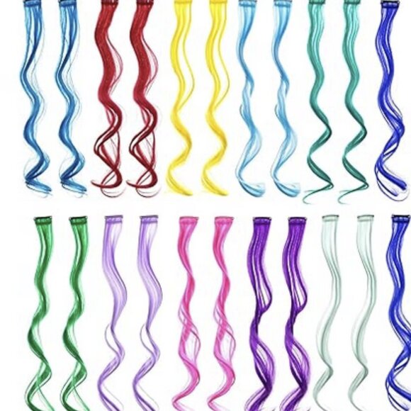 SWACC 22 Piece Colorful Party Hair Extensions Curly Wave New S&W Accessories NWT - Picture 1 of 7